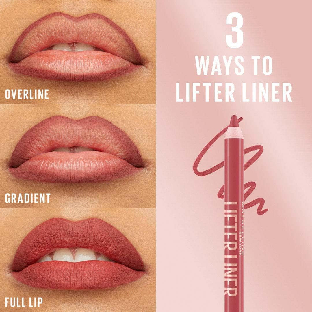 Maybelline New York Matita Labbra, Labbra Rimpolpate, Liftate e con Contorni Definiti, Texture Cremosa e Idratante, Con Acido Ialuronico e Olio di Jojoba, Lifter Liner, Tonalità: 007 Big Lift