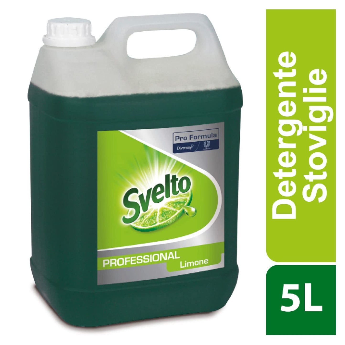 Svelto Professional Detergente Manuale Piatti Detersivo Liquido Concentrato Profumo Limone per il Lavaggio a Mano di Stoviglie Pentole e Bicchieri - Tanica da 5 Litri