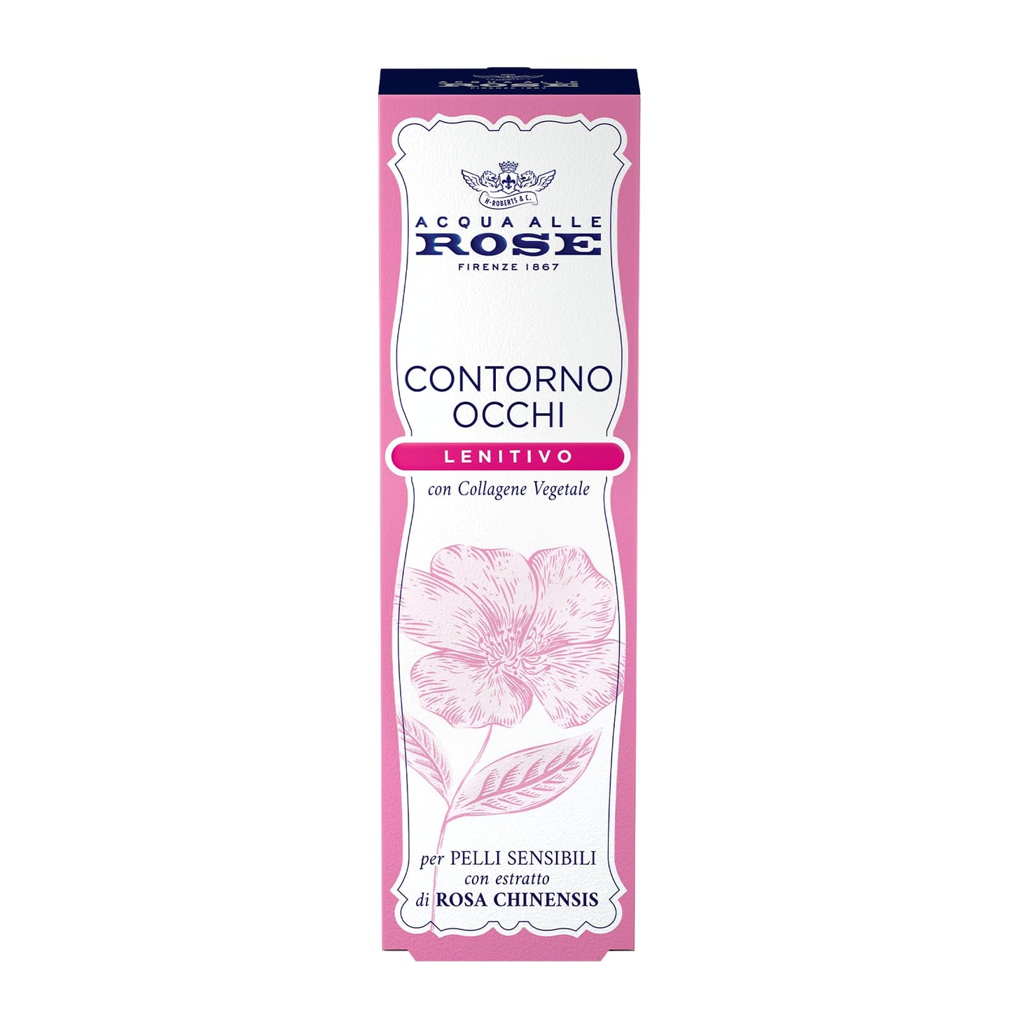 Acqua alle Rose, Contorno Occhi Antirughe Lenitivo, Crema Occhi Antirughe, Antiborse e Antiocchiaie - Con Collagene Vegetale di Rosa Chinensis, Ideale per Pelli Sensibili o Secche - 15 ml