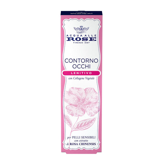 Acqua alle Rose, Contorno Occhi Antirughe Lenitivo, Crema Occhi Antirughe, Antiborse e Antiocchiaie - Con Collagene Vegetale di Rosa Chinensis, Ideale per Pelli Sensibili o Secche - 15 ml