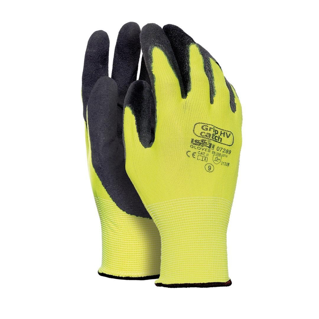 Guanto lattice rugoso nero hand maglia leggera sintetico giallo 9 (12 paia) Hand