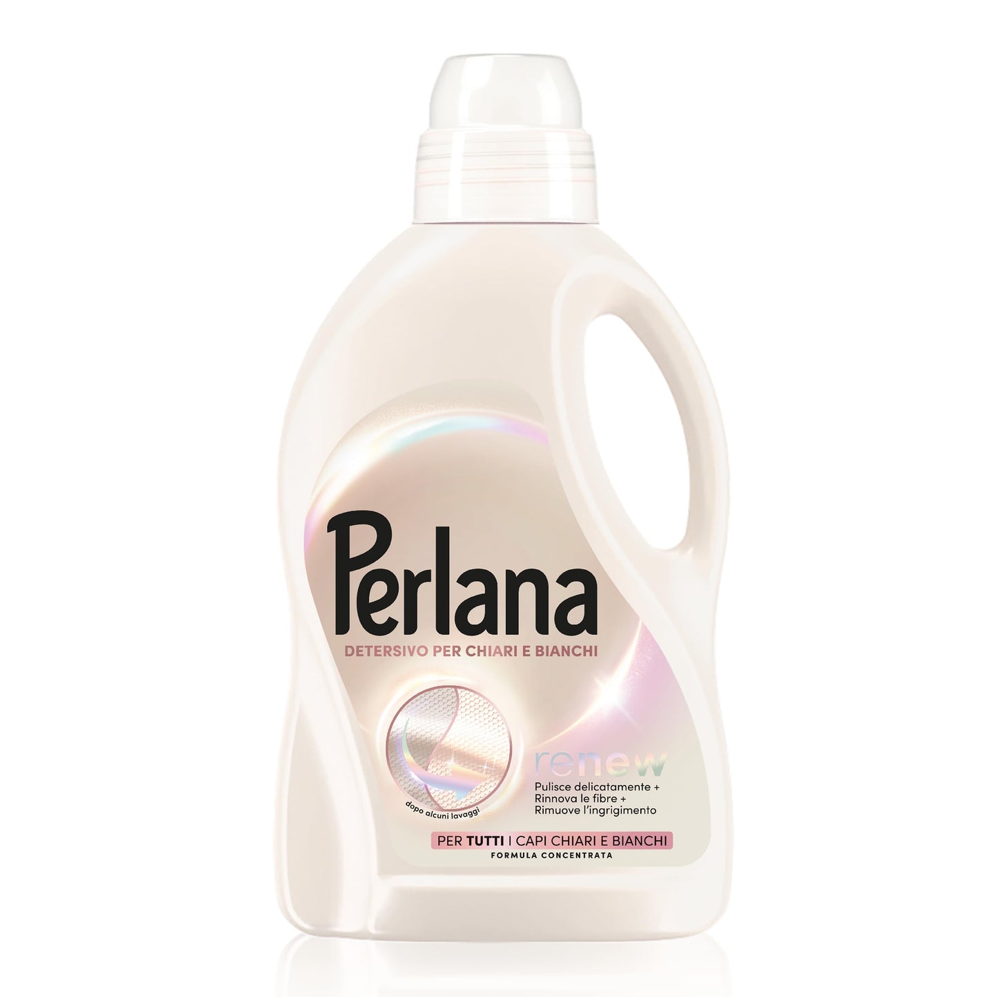 Perlana Detersivo per Chiari e Bianchi (28 lavaggi), Detersivo lavatrice liquido per tutti i capi chiari e bianchi, Detersivo bucato anti-ingrigimento che rinnova le fibre e ravviva i colori