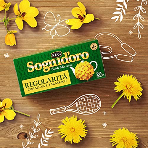 Sogni d'oro Tisana Regolarità, confezione da 20 Filtri, con senna e tarassaco, solo ingredienti naturali. Favorisce l'equilibrio della flora intestinale.