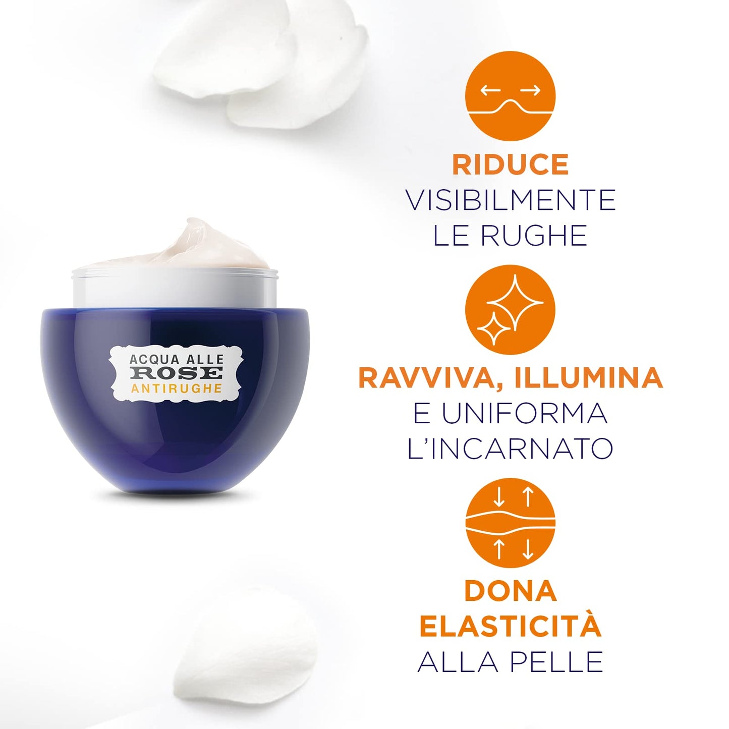 Acqua alle Rose, Crema Viso Illuminante Antirughe con Vitamina C di Rosa Canina e Vitamina C Micellare, Antirughe, Antimacchie, Antiossidante e Illuminante, SPF20, Pelle Elastica e Radiosa - 50 ml