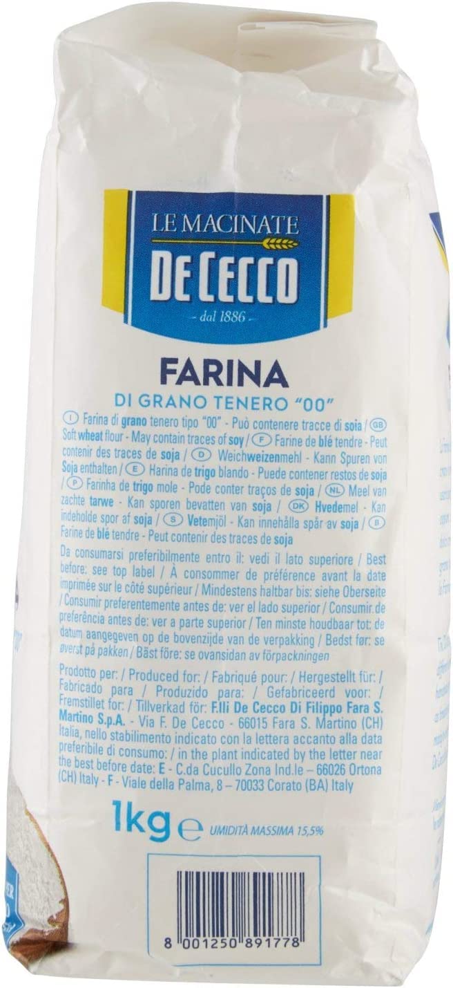 De Cecco 6 x Farina di grano tipo 0 cm 1 kg per le tue esigenze di cottura