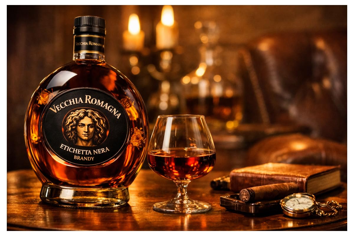 CG94 - Vecchia Romagna Brandy Etichetta Nera 70 cl – Distillato Italiano – Gusto Ricco e Morbido | Confezione Global Dream