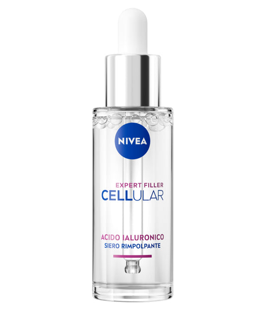 NIVEA Cellular Expert Filler Siero Viso Acido Ialuronico Rimpolpante 30 ml, Siero viso antirughe e rassodante, Face serum con Micro Acido Ialuronico Puro per una pelle levigata e rimpolpata