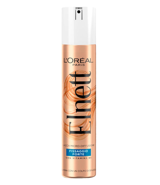 L'Oréal Paris Elnett Lacca per Capelli a Fissaggio Forte, Per Tutti i Tipi di Capelli, Acconciature Perfette per Tutto il Giorno, Non Appesantisce, Con Vitamina B5, Per Uso Quotidiano, 200 ml