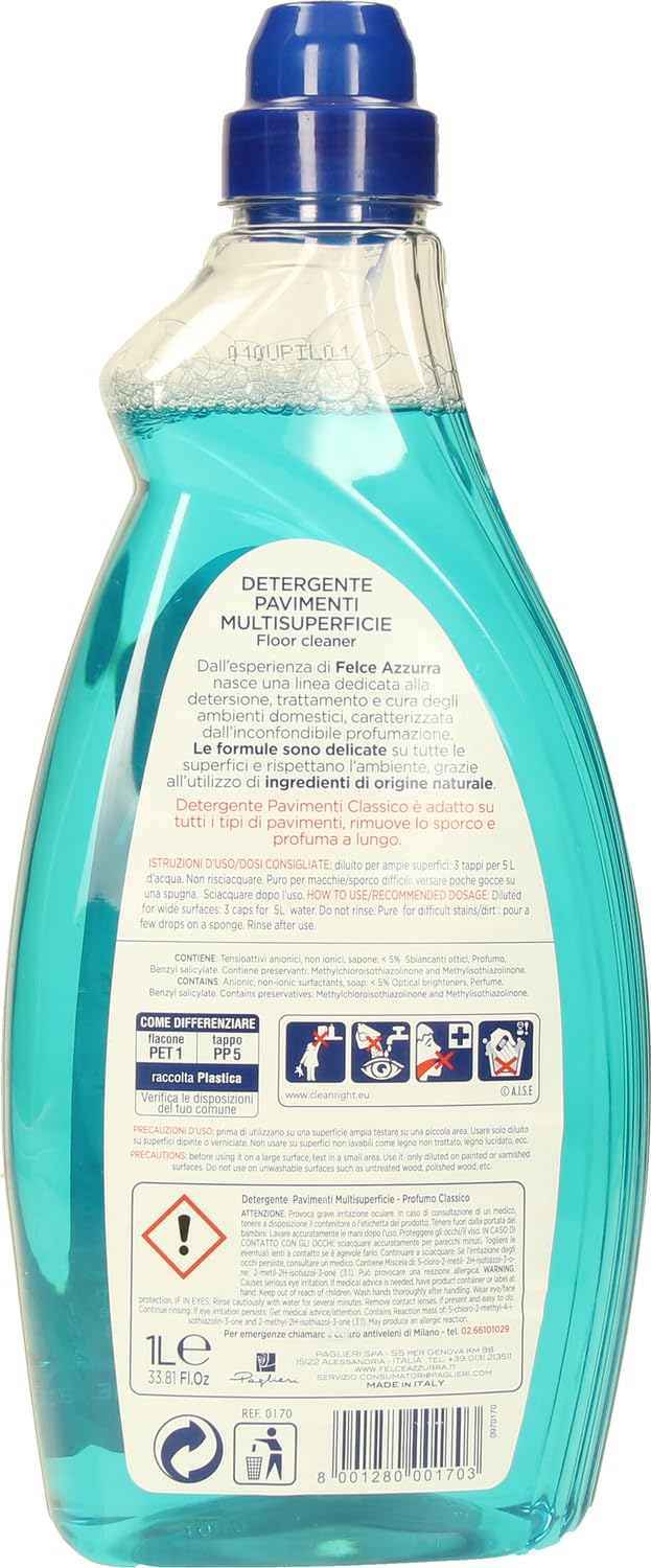 3 X Paglieri Felce Azzurra casa pavimenti classico Detergente per pavimenti 1 LT mehrfl aechig