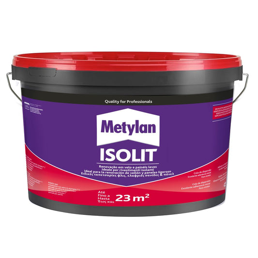 Metylan Isolit, Adesivo in Pasta Bianco per Applicazione di Polistirolo, Poliuretano espanso, Lana di Roccia e di Vetro, Rivestimenti in Sughero e di Isolanti Termici ed Acustici, Secchio da 7Kg