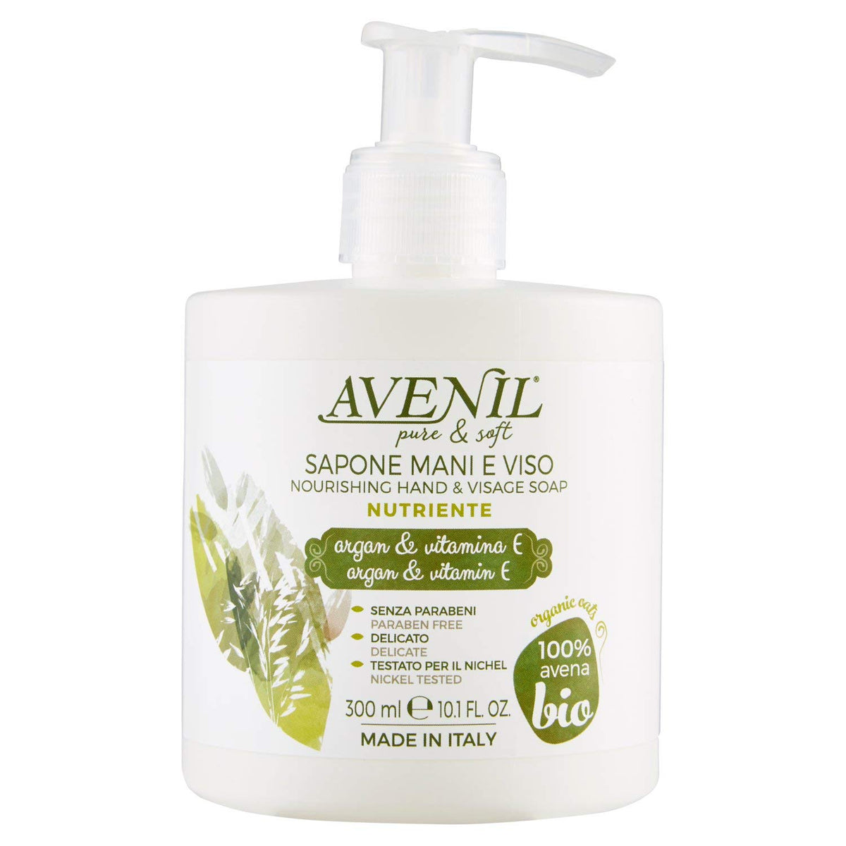 Avenil Pure & Soft Sapone Mani e Viso Nutriente Argan & Vitamina E, 300ml