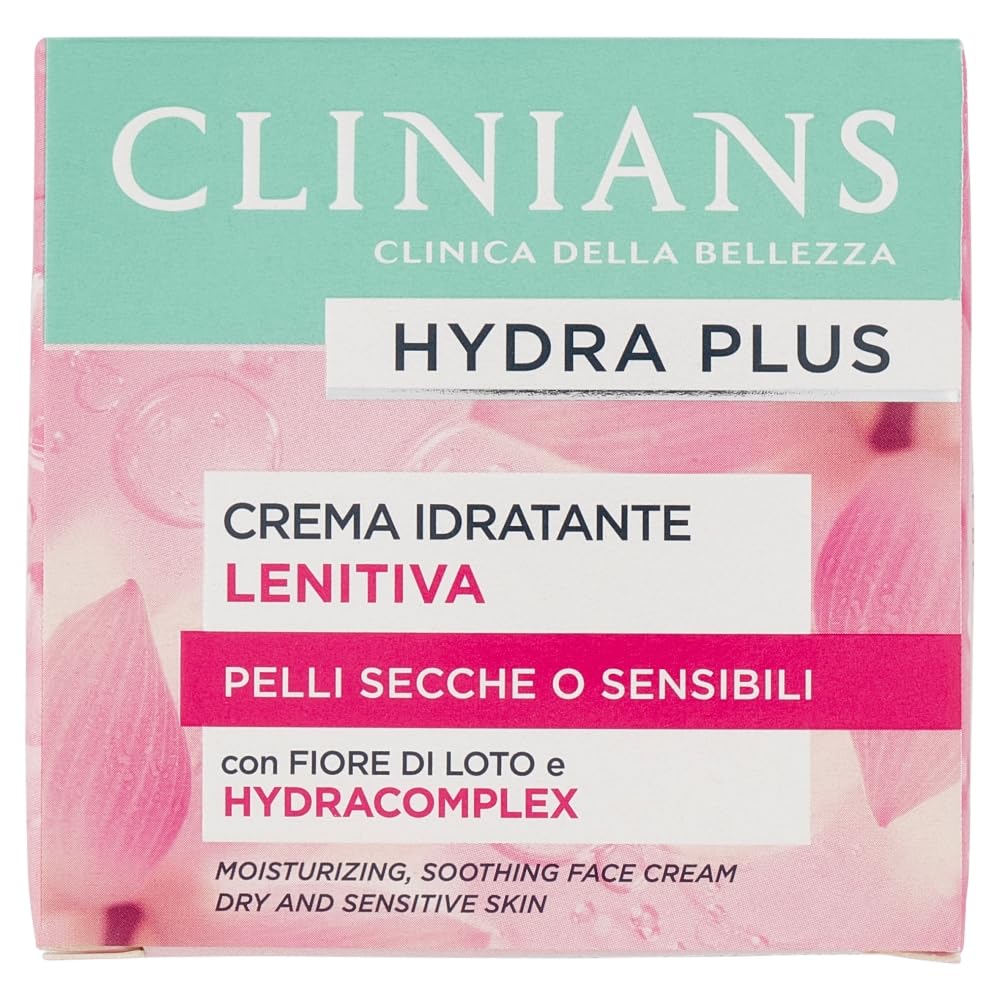 CLINIANS | Hydra Plus Crema Viso Idratante Lenitiva, Dermatologicamente Testato, Made in Italy, 50 ml