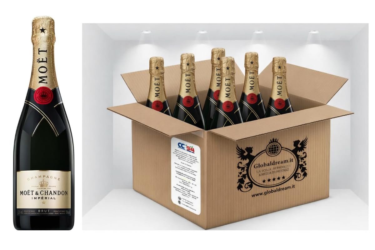 CG94 - Moët & Chandon Impérial Brut Champagne, 750 ml, 12% Vol, Confezione Global Dream da 6 Bottiglie, Vino Spumante Francese