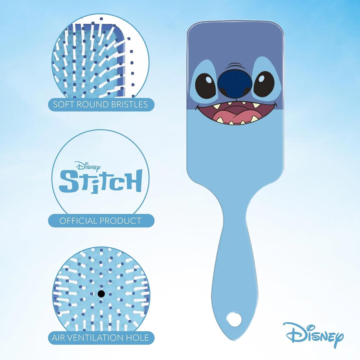 Spazzola Districante Lilo & Stitch, Spazzola per Capelli Leggera e Resistente per Bambini e Adulti, Spazzola capelli Disney