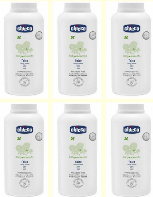 6 X Polvere di Talco Chicco Baby Moments Per la cura di Bambini e neonati