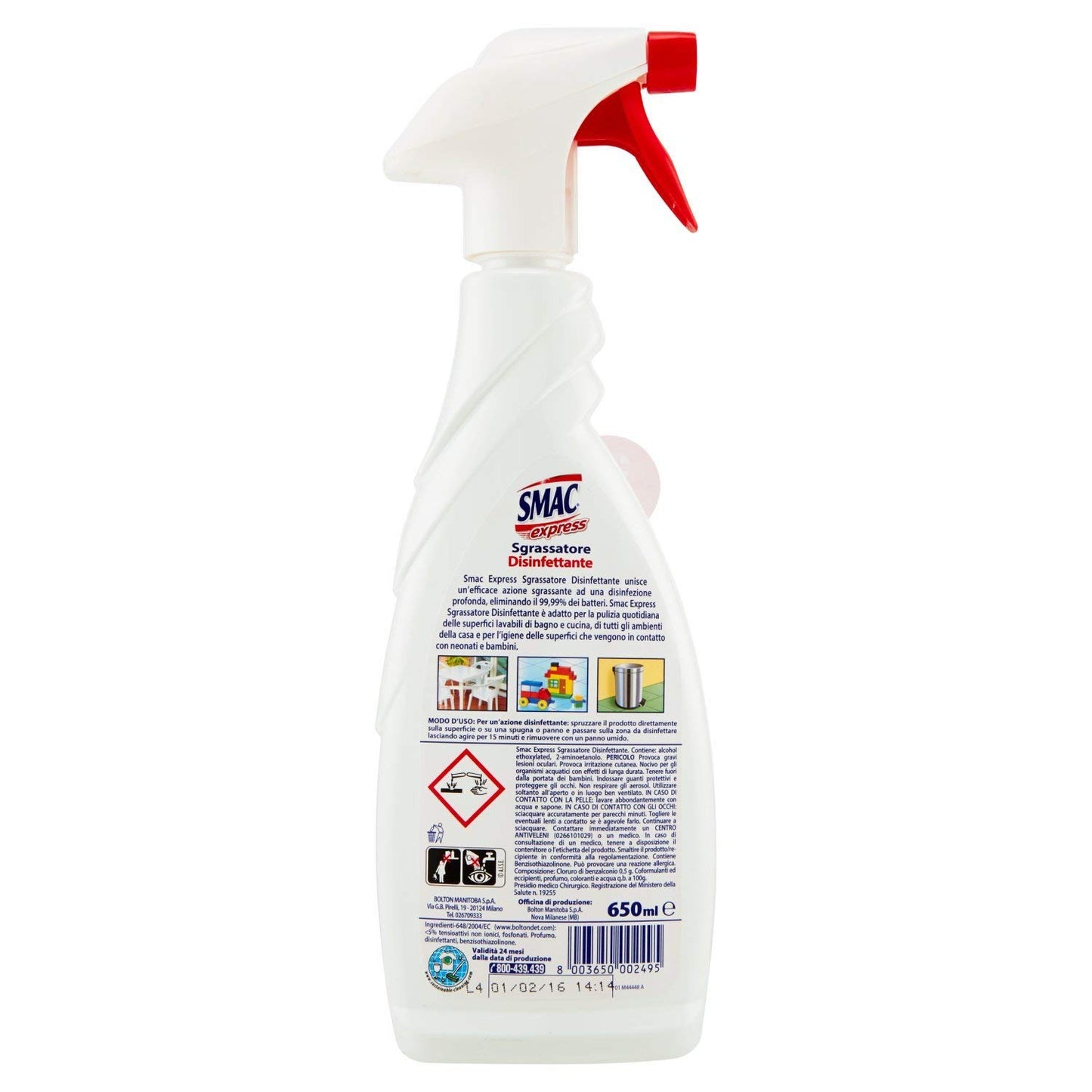 Smac 6 Pezzi Express - Sgrassatore Universale Superpotente, Zero Aloni disinfettante- 650mL [ Totale 3900 ml ]