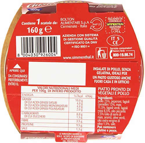 Simmenthal - Piccante: Insalata di Petto di Pollo con Fagiolini Cannellini, Mais e Fagioli Rossi, 1 Lattina da 160 gr