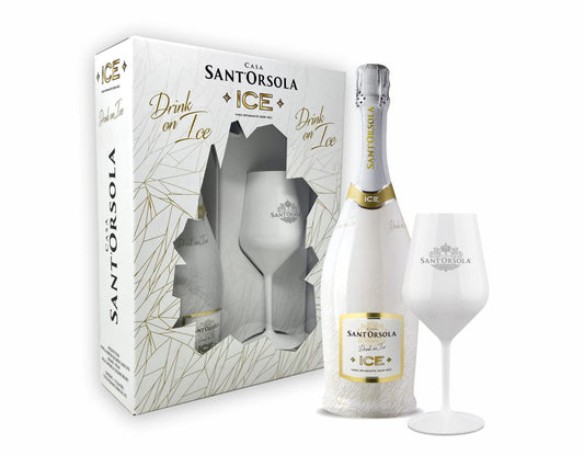 Casa Sant'Orsola - Prosecco ICE Demi Sec in Gift Box con 1 Calice in Policarbonato, Ottimo con Ghiaccio, Gusto Secco con Note Fruttate, 1x750 ml