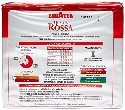 Lavazza Rossa, Miscela di Caffè Macinato - 2 x 250 gr - Totale: 500 gr