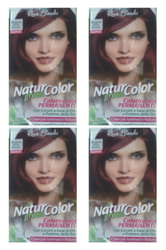 4 X NATUR COLOR GREEN RENEE BLANCHE COLORAZIONE PERMANENTE MOGANO ROSSO RAMATO