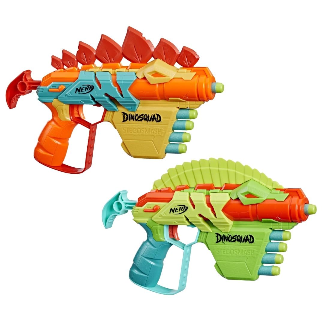 Nerf - DinoSquad Stego-Duo - 2 blaster in schiuma giocattolo - 10 freccette Elite 2.0 - F6315, medio