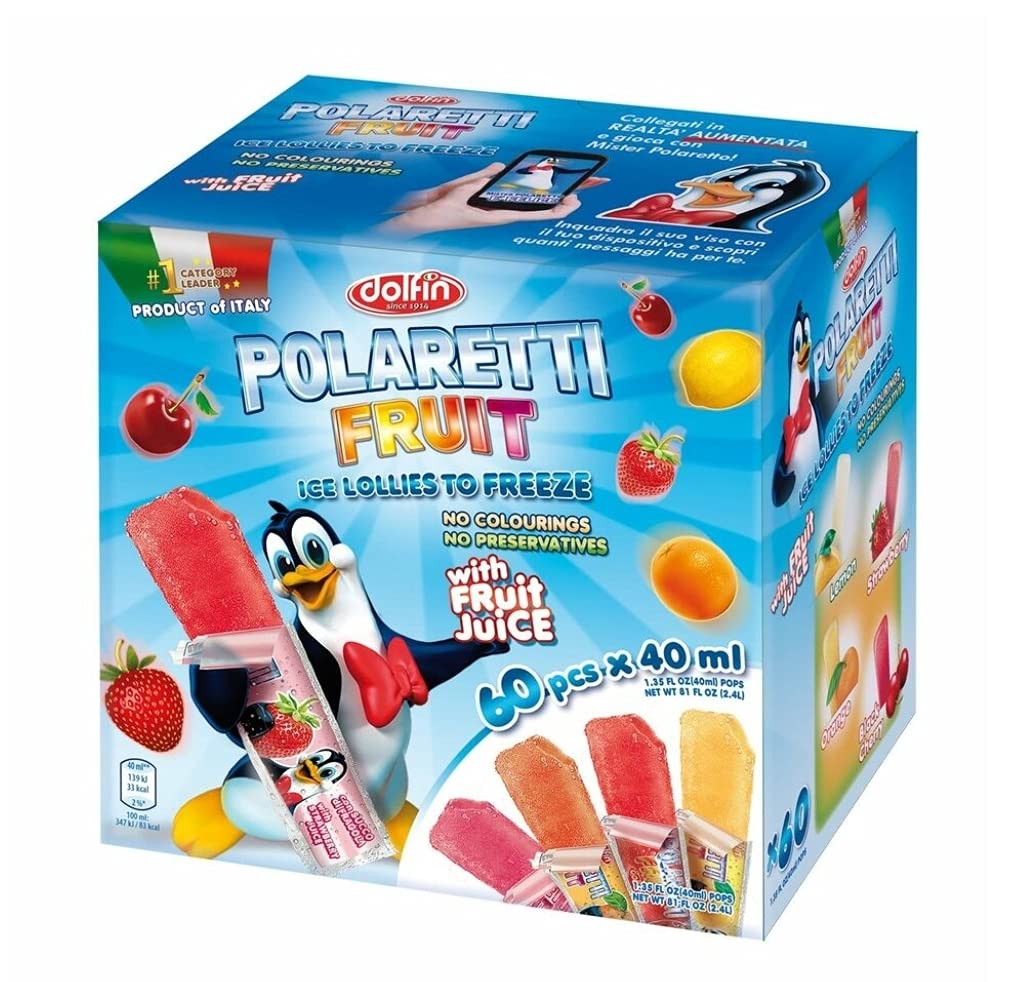 Polaretti Ice Lollies - Polaretti Succo di Frutta - 60×40ml - Congelatore Pops - Regali estivi - Festa dei bambini - Eventi all'aperto - Barbecue - Frutta Pops - Lollies di frutta
