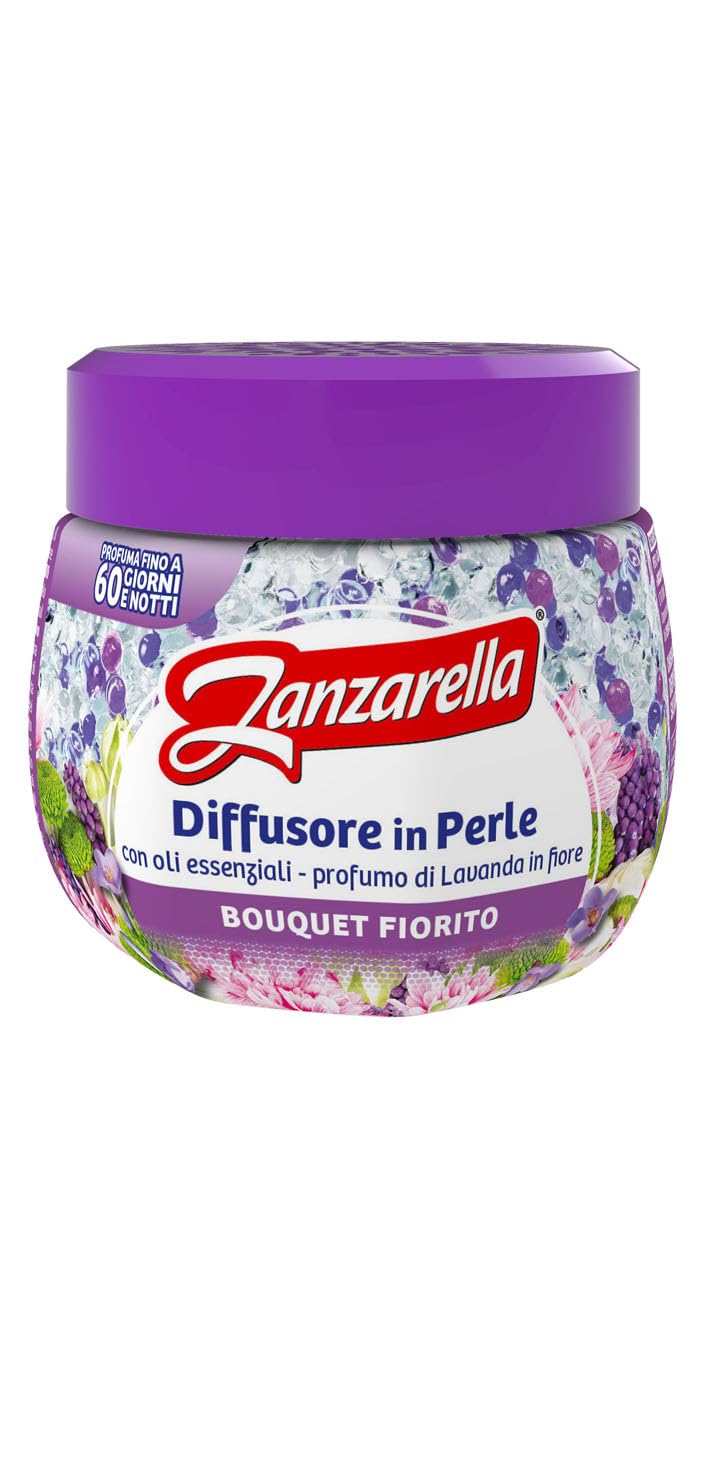 Zanzarella, Profumatore per Ambienti, Antizanzare in Perle con Essenza Floreale, Repellente Naturale per Zanzare, Attivo Fino a 60 Giorni, Pacco da 6x170 gr