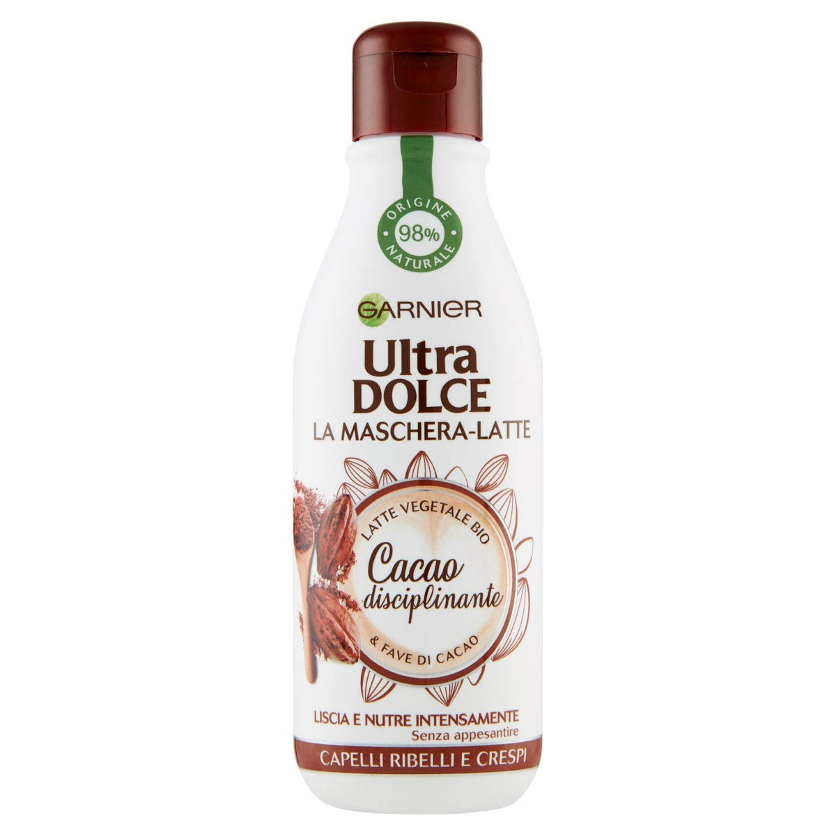 GARNIER ULTRA DOLCE MASCHERA-LATTE 250ML.CACAO DISCIPLINANTE PER CAPELLI RIBELLI E CRESPI