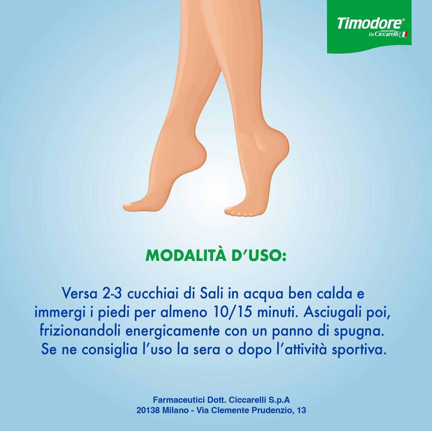 Timodore, Sali Ossigenati, Mix di Sali e Olii Essenziali per Gambe e Piedi Stanchi, Donano una Rinnovata Morbidezza e Freschezza, 100% Made in Italy, Dermatologicamente Testato, 400 gr