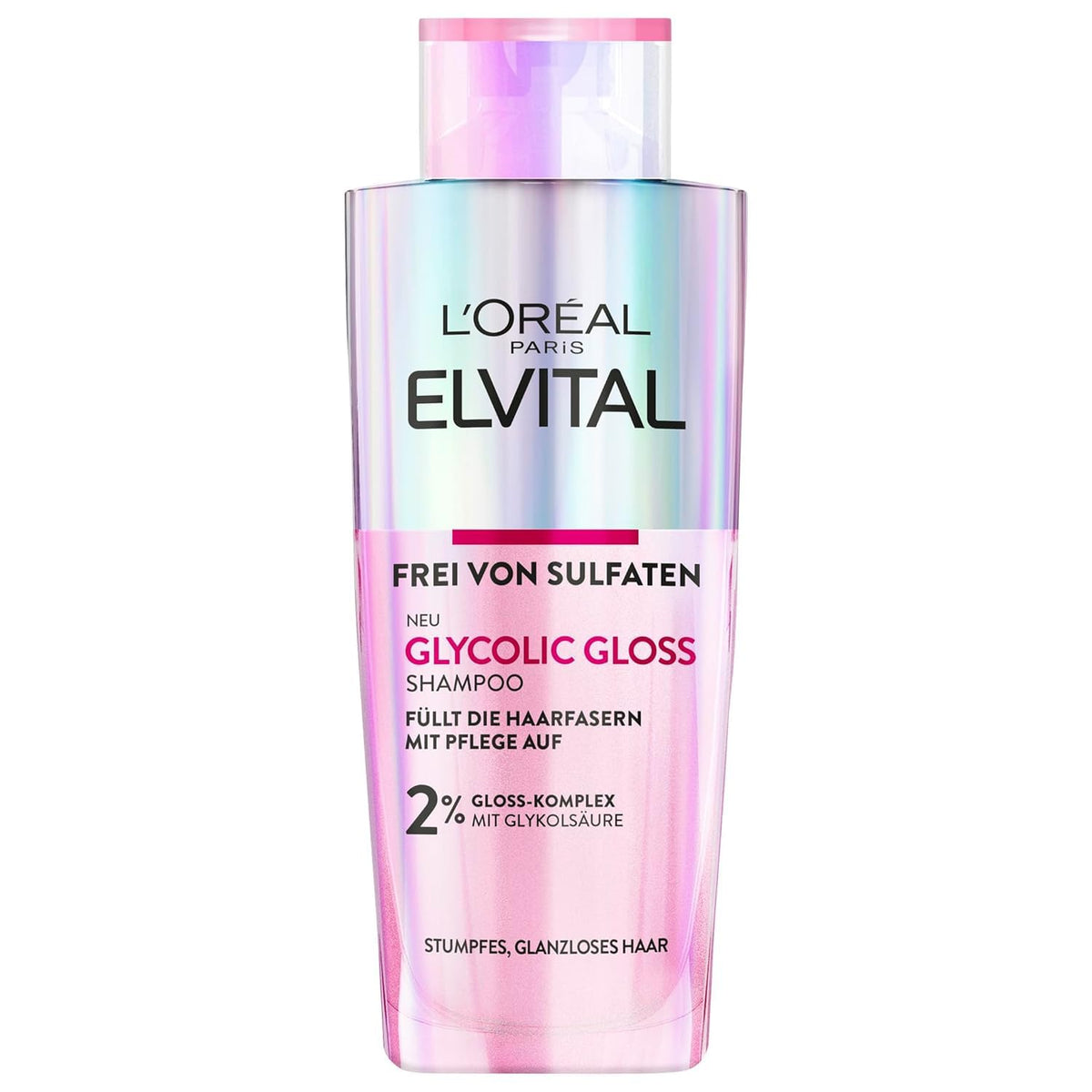 L'Oréal Paris Elvital Shampoo per capelli spenti e opachi, per la cura e la levigatura dei capelli, con acido glicolico, gloss glicolico, 200 ml