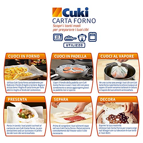 Cuki Carta Forno antiaderente su entrambi i lati - 50 metri - larghezza 36 cm - 1 confezione