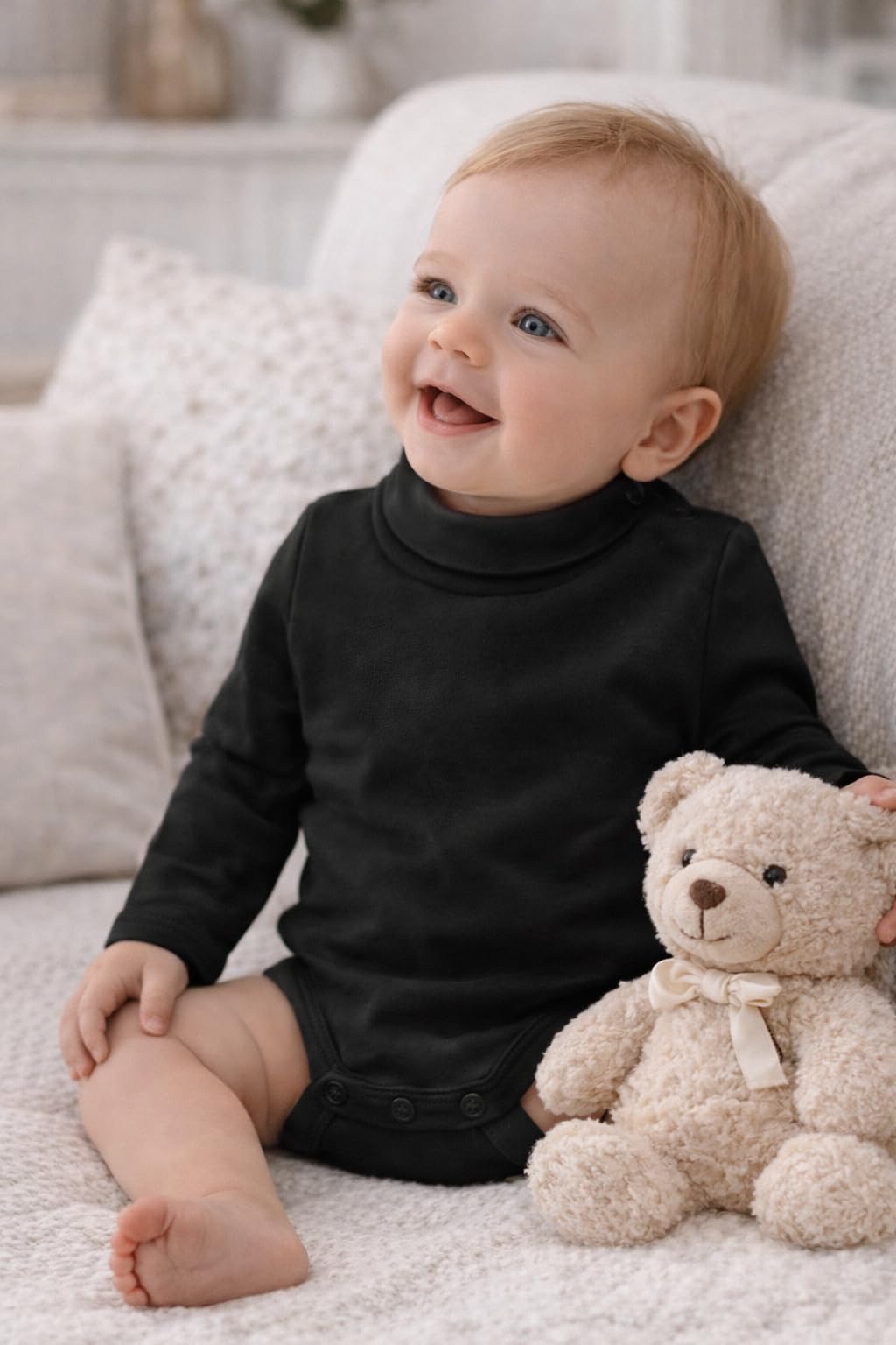 Ellepi Body Lupetto Neonato e Bambino – Caldo Cotone per l’Inverno Colore Nero