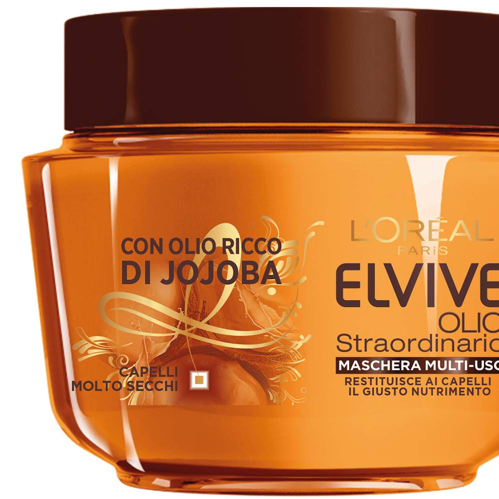 Elvive l'Oréal Paris Elvive Maschera Nutriente per Capelli Secchi o Spenti Olio Straordinario - 300 ml