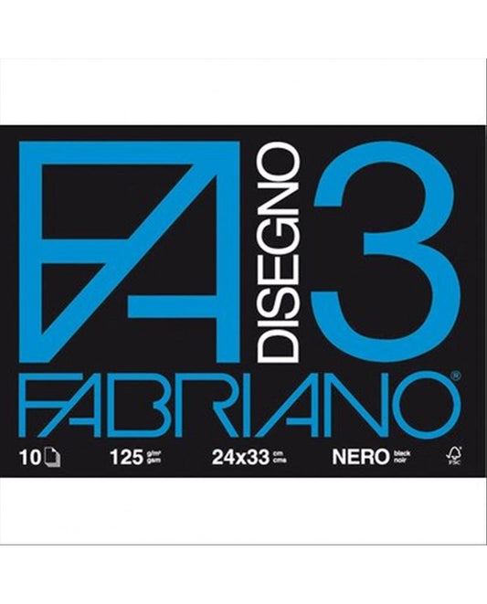 Fabriano disegno 3-24x33 cm - nero - 125 g/mq - 10 fogli - 04001017