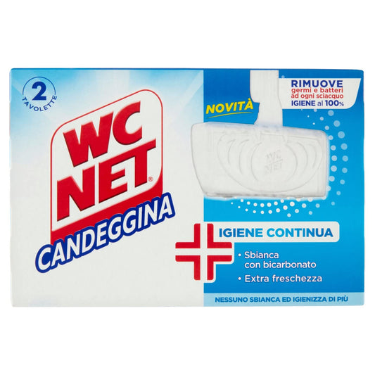 Wc Net - Tavoletta Candeggina Igiene Continua, Detergente Igienizzante Solido per WC, Rimuove Germi e Batteri, Azione Sbiancante, 2 Pezzi