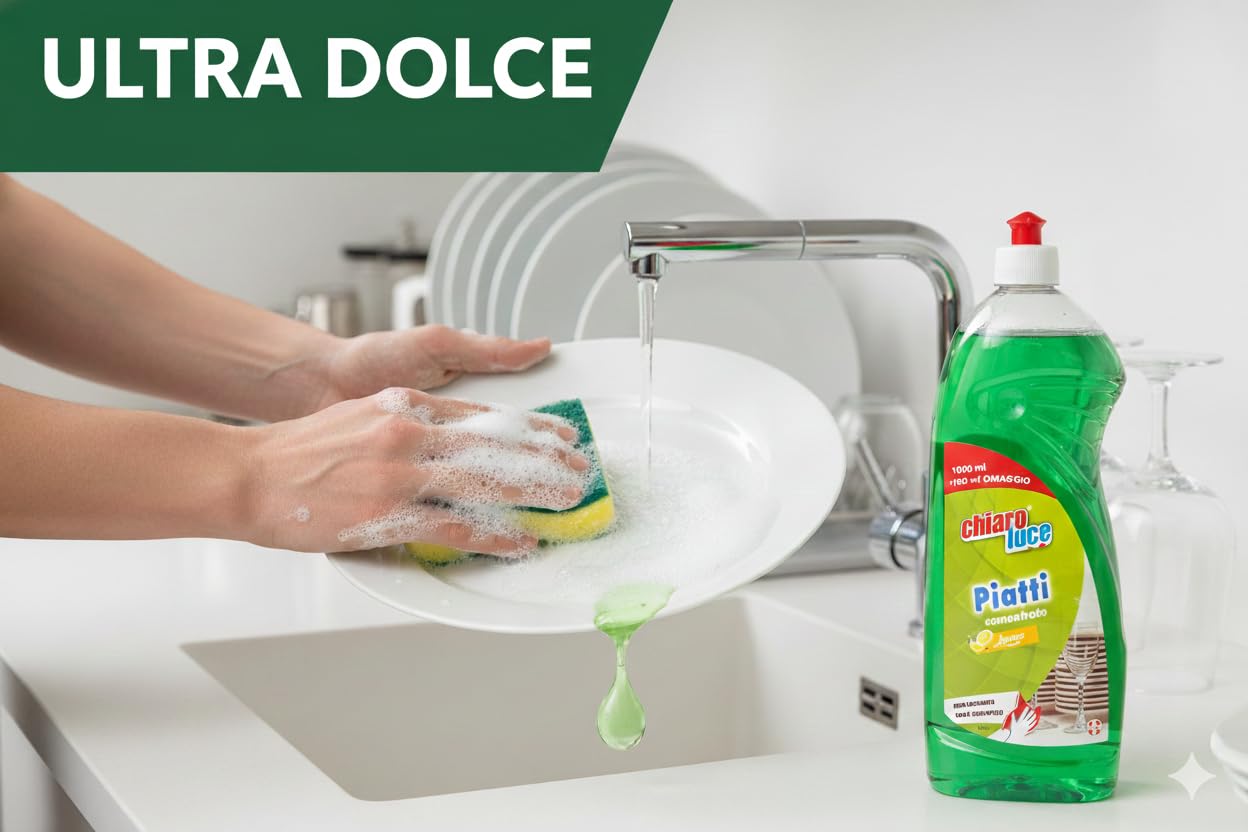 CHIARO LUCE Detergente Piatti Concentrato al Limone, Liquido Ecologico con Probiotici, 1100 ml, Sgrassante Universale per Cucina (Confezione da 3)