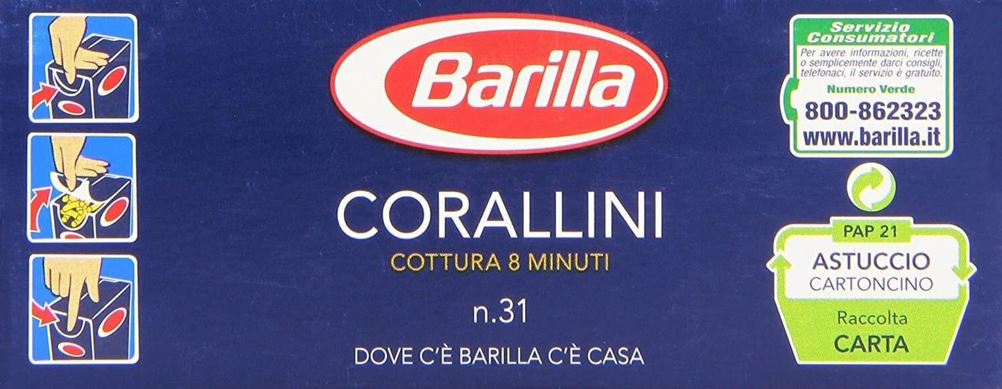10x Barilla Corallini Italian Pasta No. 31. 500 g