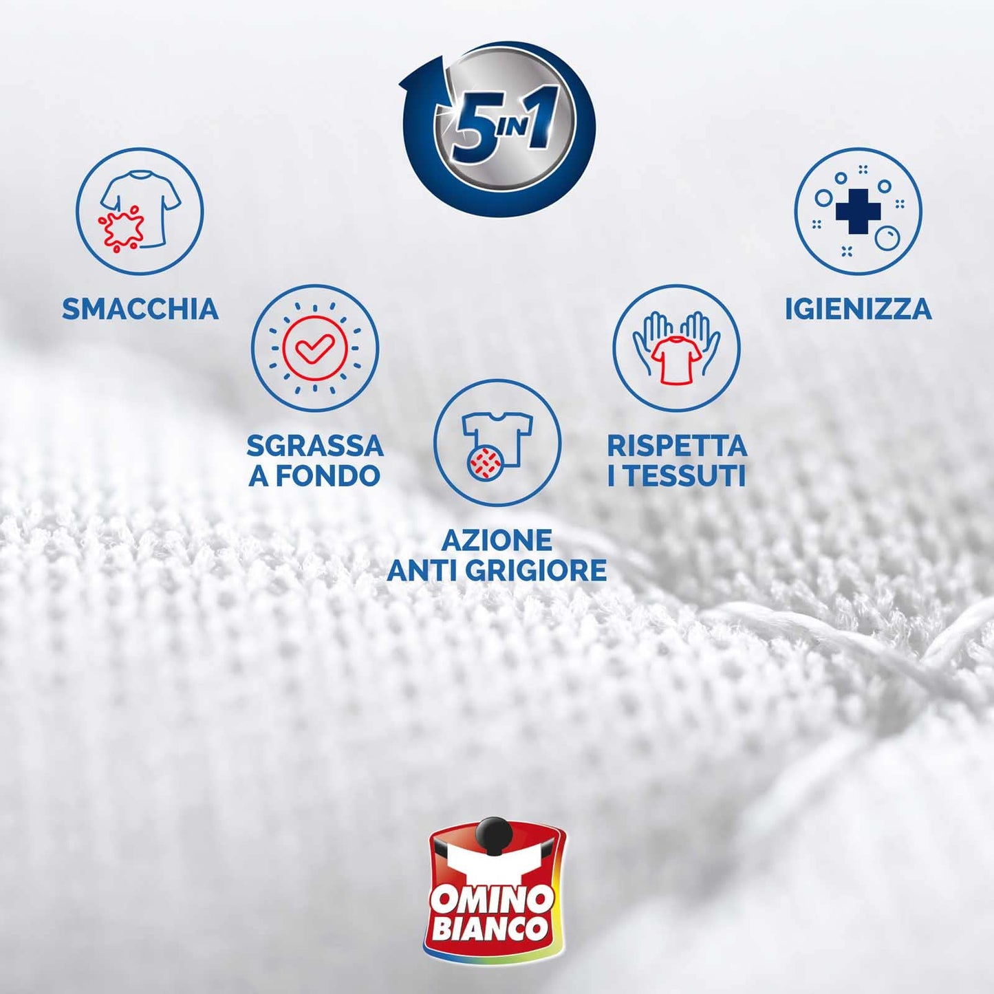 Omino Bianco - Additivo Totale Gel 5 Azioni in 1 per Bucato, Smacchiante e Igienizzante, 900 ml x 4 Pezzi