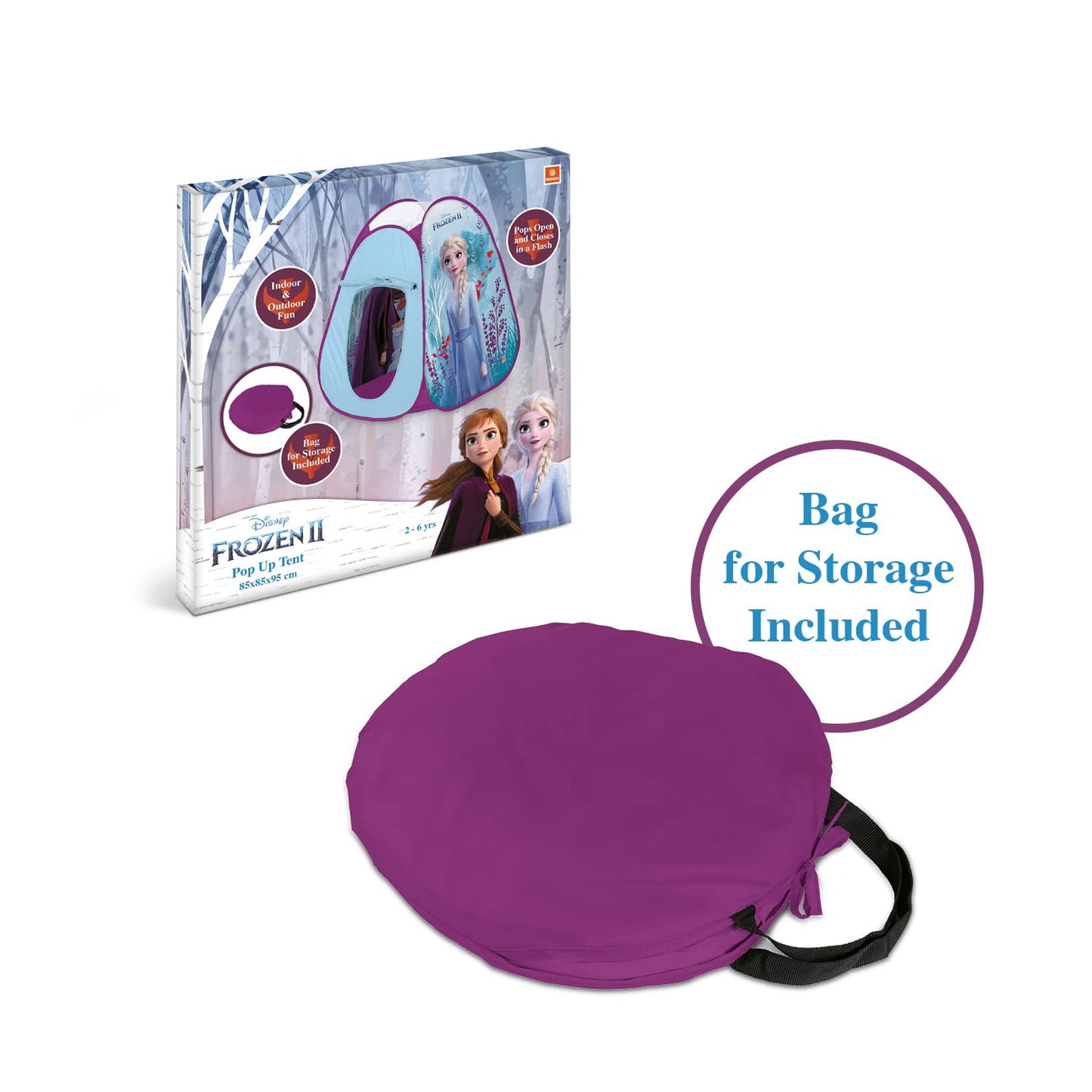 Mondo Toys - Frozen II Pop-Up Tent - Tenda da gioco per bambino / bambina - facile da montare / easy to open - borsa per trasporto INCLUSA - 28391