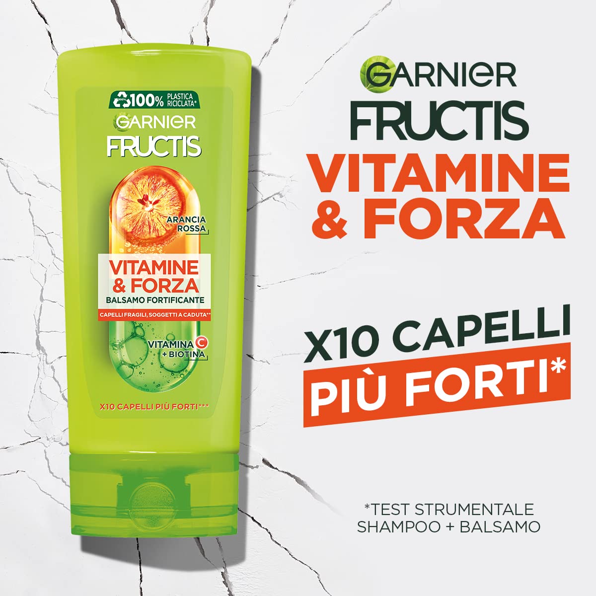 Garnier Fructis Vitamine&Forza, Balsamo Fortificante per Capelli Fragili e Soggetti a Rottura, Formula Arricchita con Vitamine per Capelli 10 Volte più Forti, 200 ml