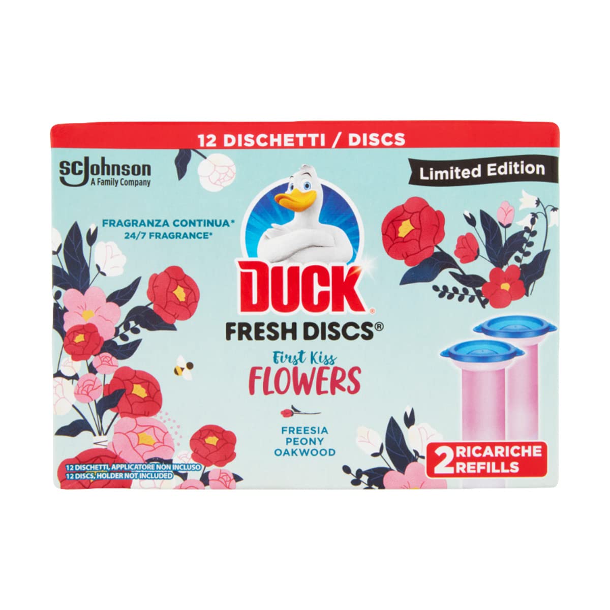 DUCK FRESH DISCS - FIRST KISS FLOWERS 2 ricariche da 6 dischetti