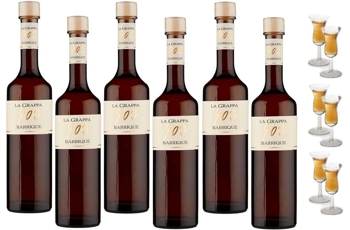 BONAVENTURA MASCHIO GRAPPA 903 BARRIQUE 70 CL 6 BOTTIGLIE CON 6 BICCHIERI ORIGINALI