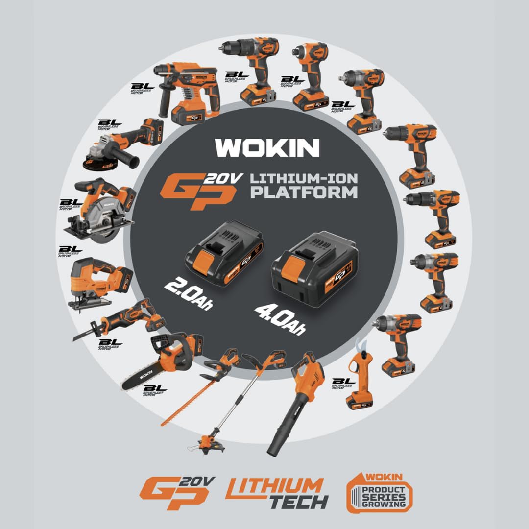 Trapano a percussione batt gp20v 620160 wokin volt 20x2 ah 2,0 + accessori + valigia Wokin