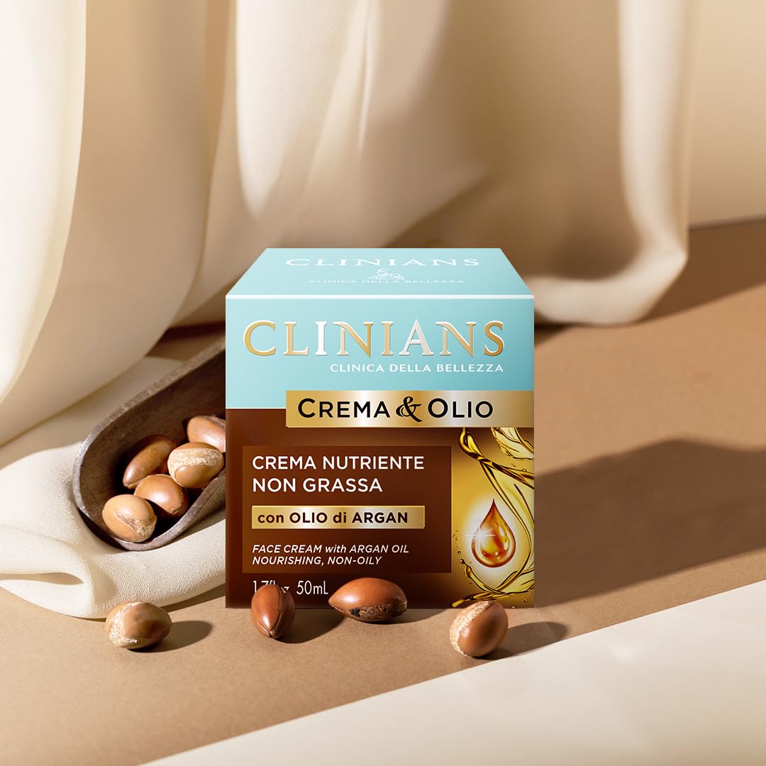 CLINIANS | Crema Nutriente Non Grassa, Crema&Olio, Dermatologicamente Testato, Made in Italy, 50 ml