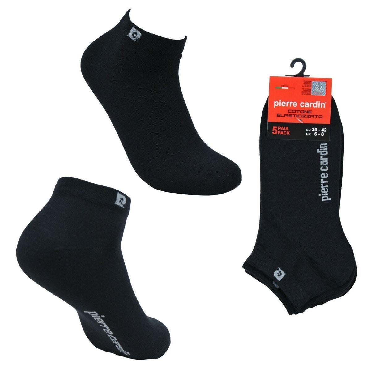 PIERRE CARDIN ,6 paia calze, calzini corti donna cotone filo di scozia nero 35-41