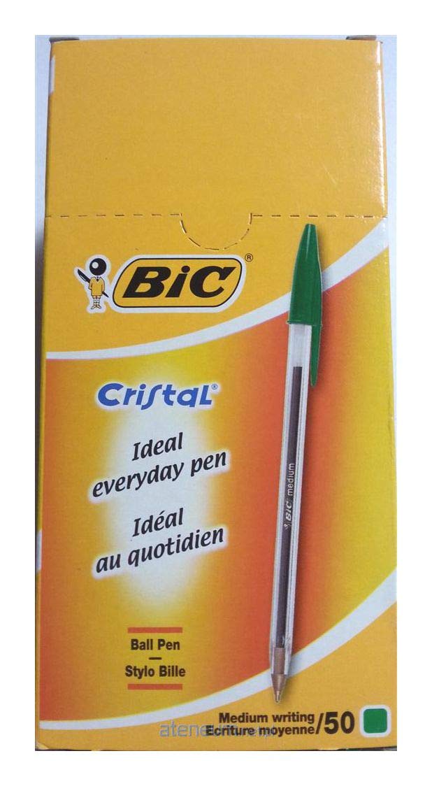 BIC Penna a sfera in cristallo medio, verde [confezione da 50]
