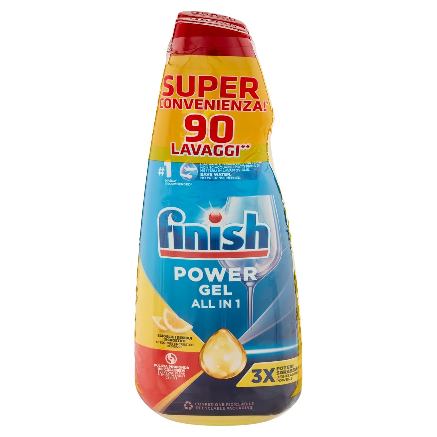 Finish Power Gel Lemon 3 x 30 lavaggi liquido lavastoviglie 3 x 600 ml
