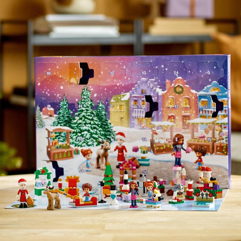 LEGO 41706 Friends Calendario dell'Avvento, Set 2022, 24 Giochi Creativi Natalizi con Babbo Natale, Pupazzo di Neve e Renne, Regalo Festivo per Bambini