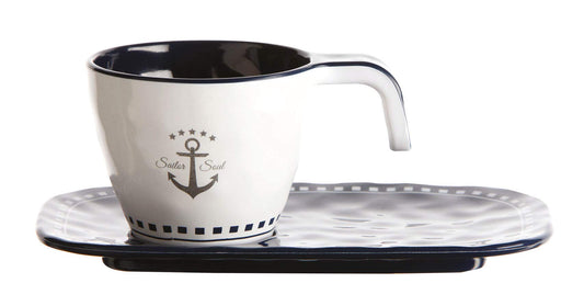 Marine Business Sailor Soul tazzina e piattino con Design Elegante, Multicolore, Taglia Unica