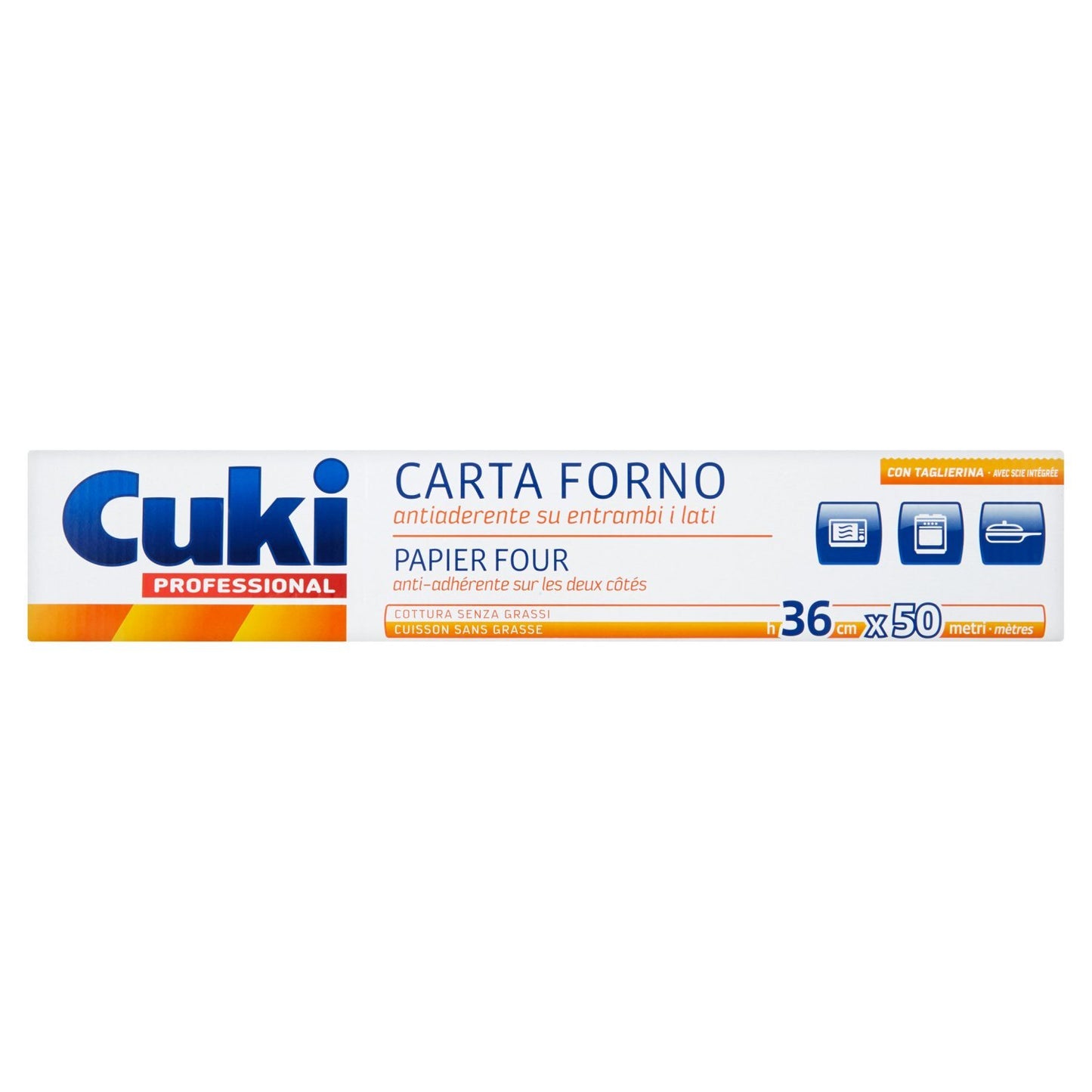 Cuki - Carta Forno Antiaderente su Entrambi Lati, con Taglierina, Formato 36x50 m - 2 confezioni
